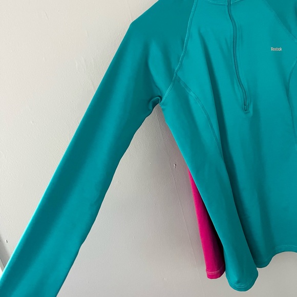 Bundle 2 Reebok 3/4 Zip Pullovers Long sleeve Medium Blue and Pink - Picture 4 of 12